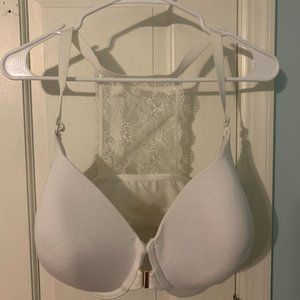 Lane Bryant Bra 40G Cotton Lined Front Close T-shirt Bra with Lace Racerback